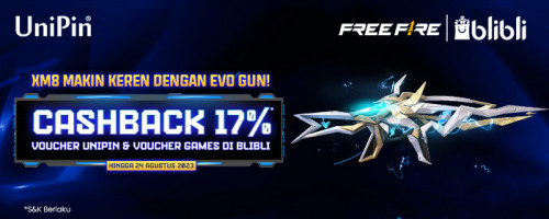 XM8 Makin Keren dengan Evo Gun – Promo Cashback 17% Voucher UniPin di Blibli